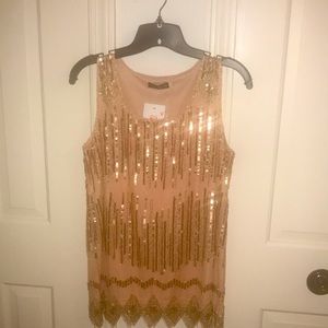 NWT Rose gold & light pink sequin top Great Gatsby